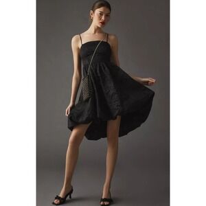 Anthropologie Womens 22W Jacquard Bubble Hem Strappy‎ Party Dress Black NWT